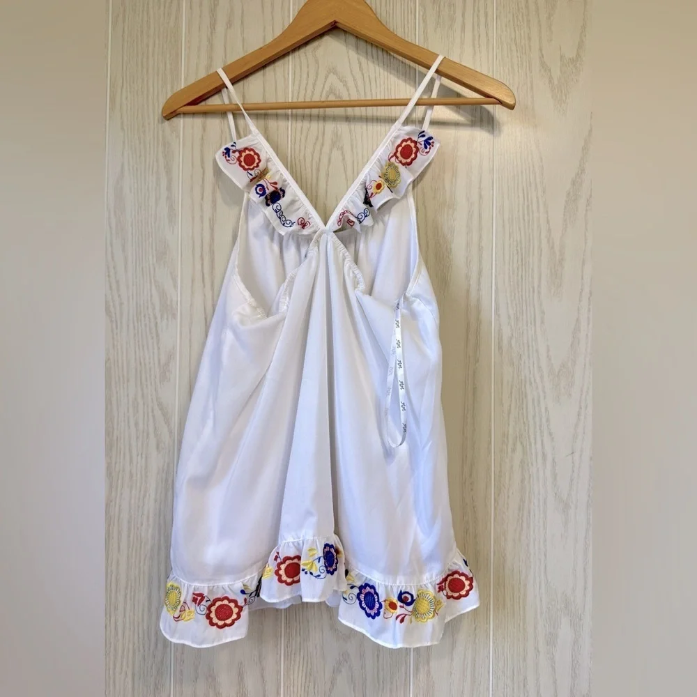 Vava by Joy Han Vada Cami White Floral Boho Top Size S LNC